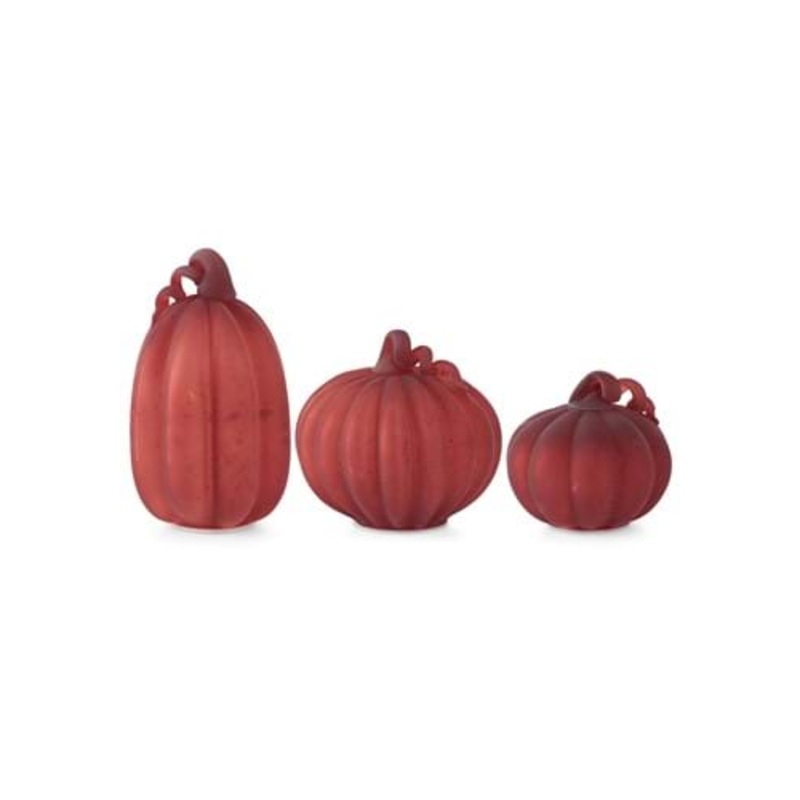Set of 3 Red Mercury Glass LED Pumpkins Holiday Decoration Standard