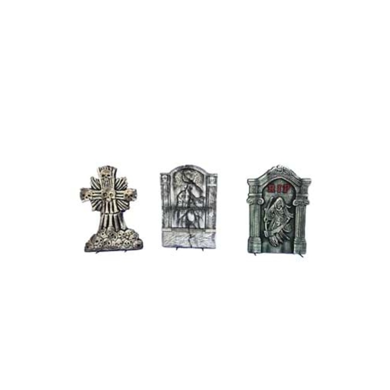 Set of 3 Scary Tombstones Halloween Decoration Standard