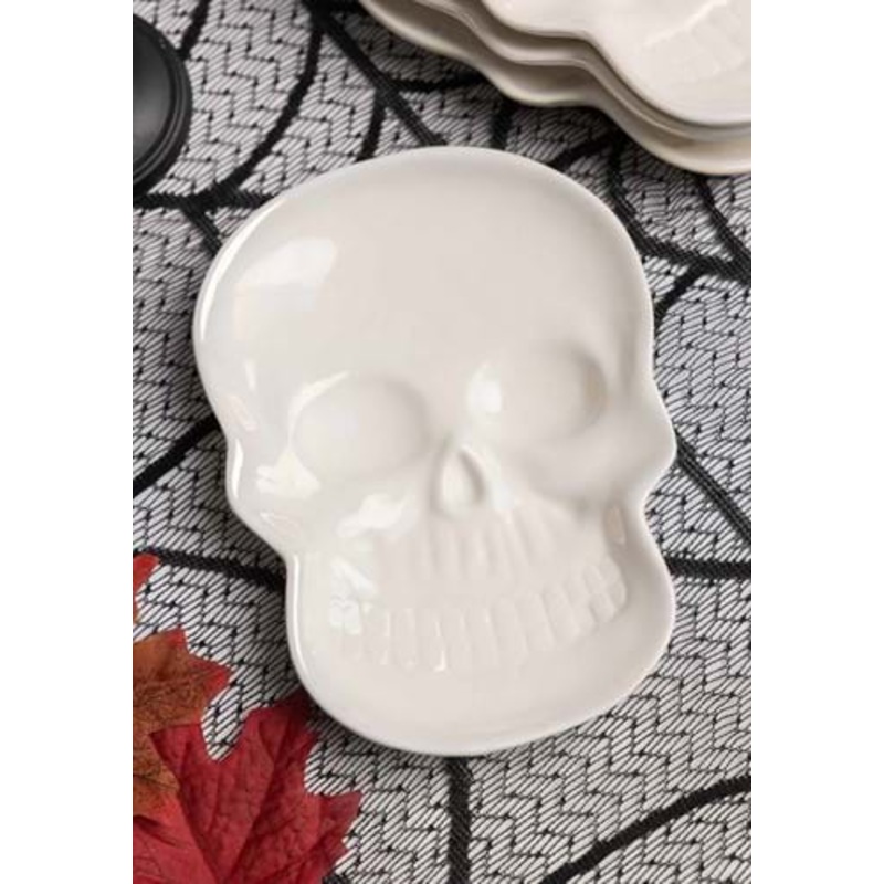 Set of Four Iridescent Skull Shaped Halloween Plates Standard