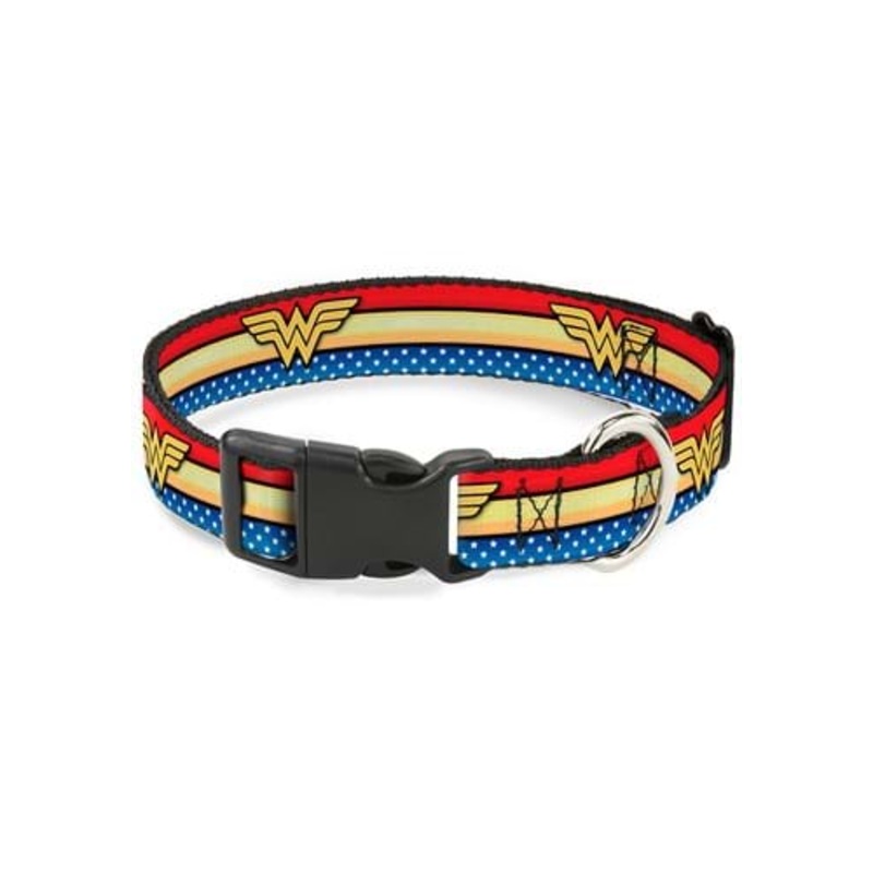 Wonder Woman Logo Stripes/Stars Dog Plastic Clip Collar S