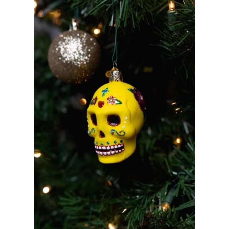 Yellow Sugar Skull Christmas Tree Ornament Standard