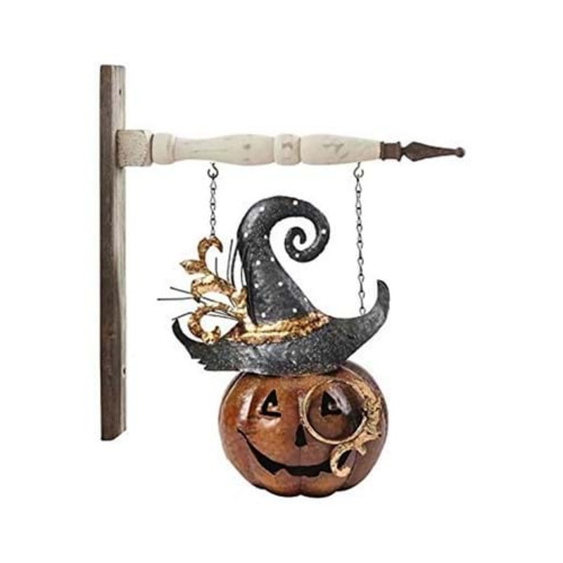 11 Inch Metal Jack O Lantern with Hat Arrow Figure Standard
