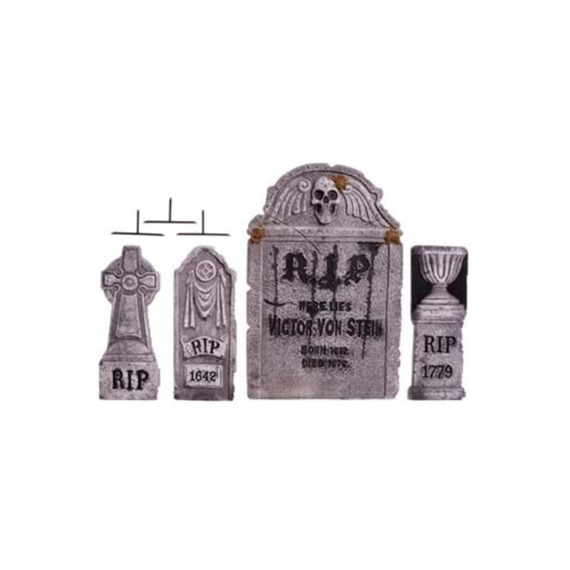 4 in 1 Tombstone Halloween Decoration Set Standard