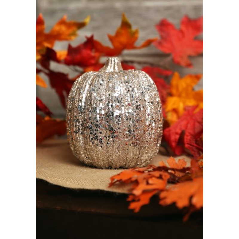 5 Inch Skinny Champagne Glitter Pumpkin Standard