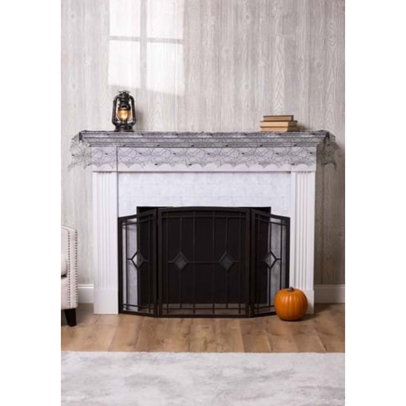 72-Inch Black Spider Web Mantel Scarf Decoration Standard