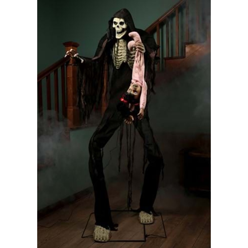 7FT Animated Towering Boogey Man with Kid Halloween Decoration Standard