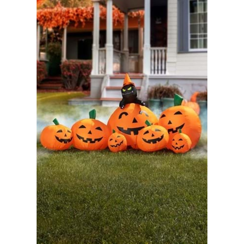 7FT Inflatable Pumpkin Patch with Cat Prop Decoration Standard