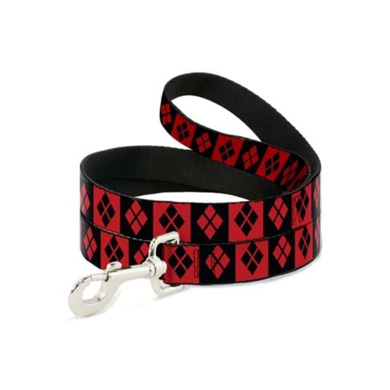 Harley Quinn Diamond Blocks Red and Black Dog Leash ST
