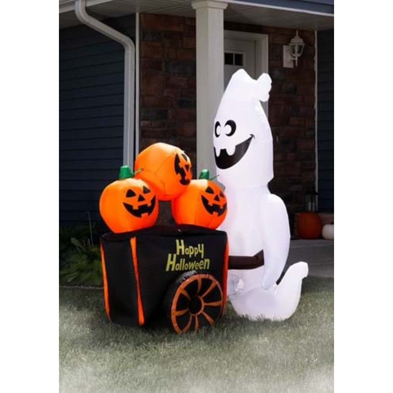 Inflatable 6FT Pumpkin Vendor Ghost Halloween Decoration Standard