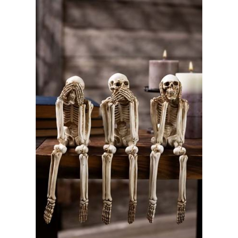Set of 3 Hear No Evil, See No Evil, Speak No Evil Skeletons Decoration Standard