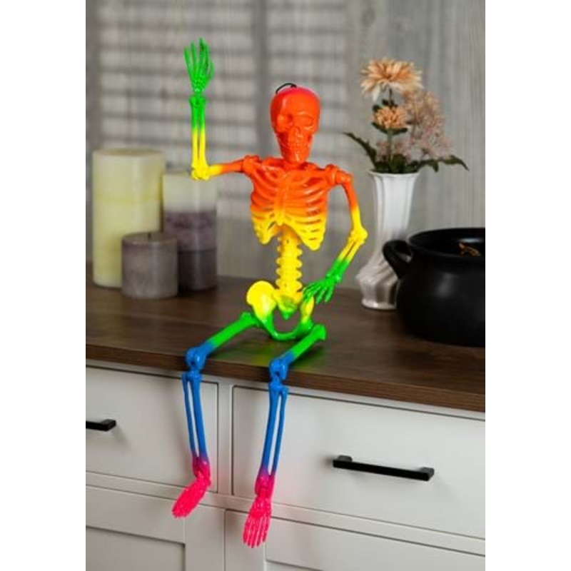 24-Inch Rainbow Skeleton Halloween Decoration Standard