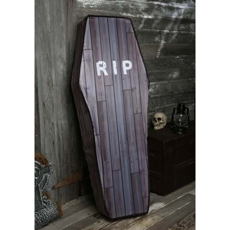 5FT Collapsible Wood Grain Look Coffin Prop Decoration Standard
