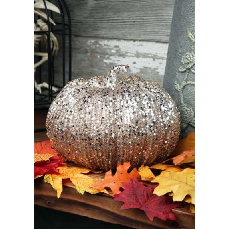 7 Inch Champagne Glitter Pumpkin Standard