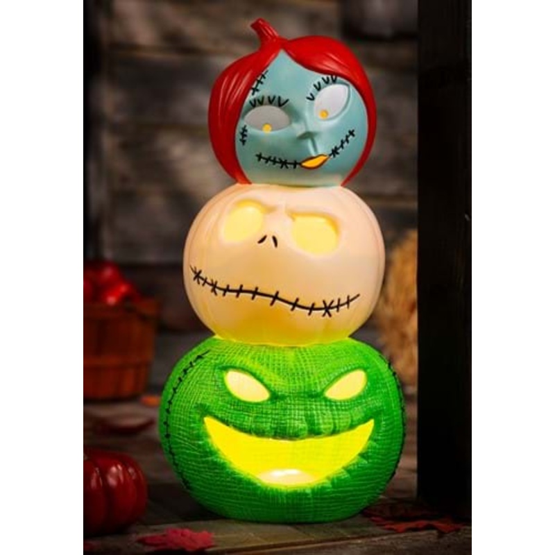 Jack, Sally and Oogie Boogie Light Up Pumpkin Stack Halloween Decoration Standard