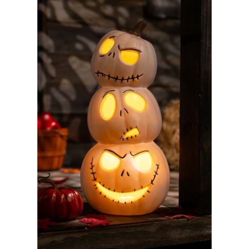 Nightmare Before Christmas Jack Skellington Stacked Light Up Pumpkins Decoration Standard