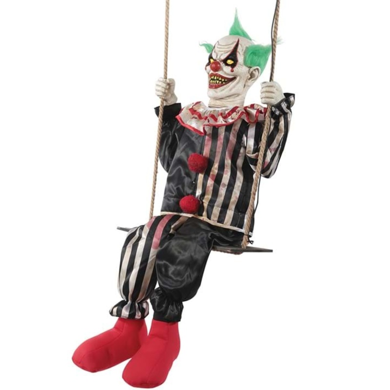 4FT Animated Swinging Chuckles Evil Clown Halloween Prop Standard