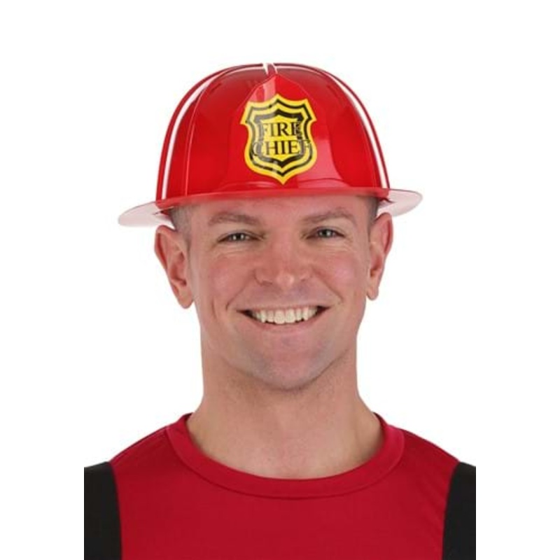 Adult Red Firefighter Costume Helmet