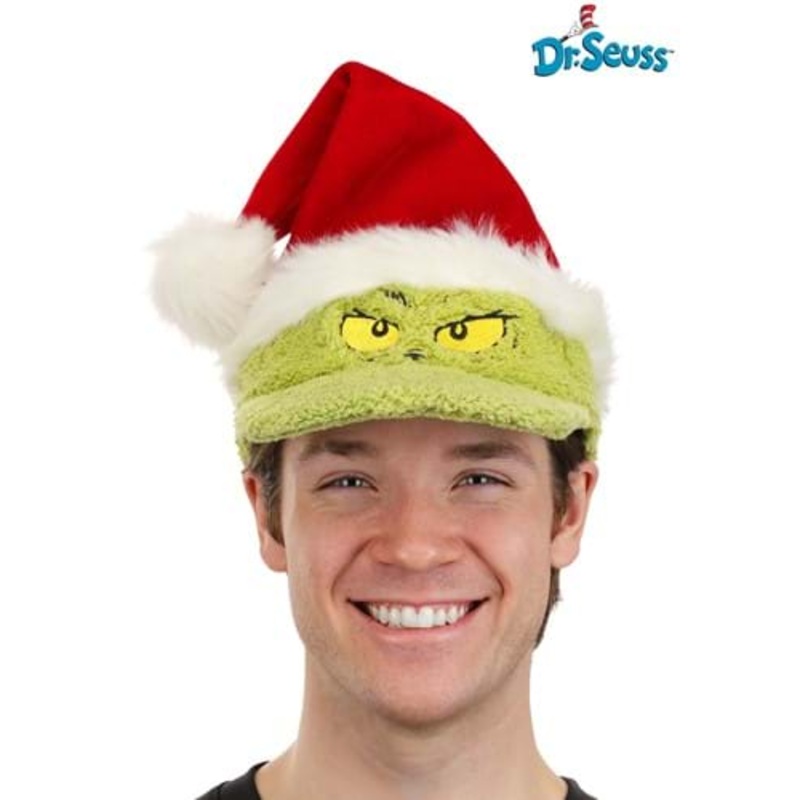 Dr. Seuss Adult Grinch Santa Fuzzy Cap