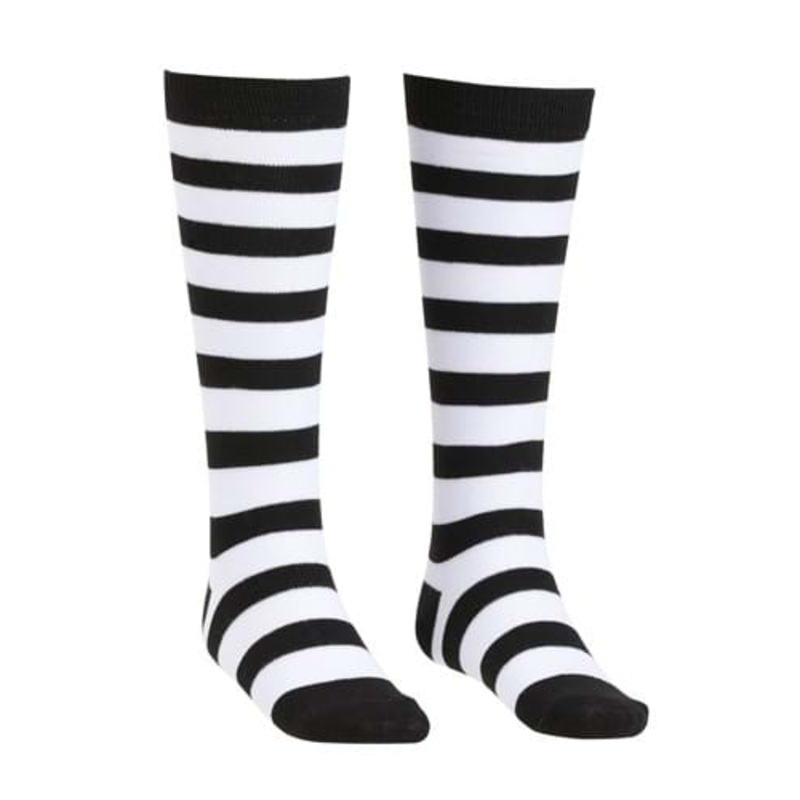 Girl's Black and White Striped Witch Socks