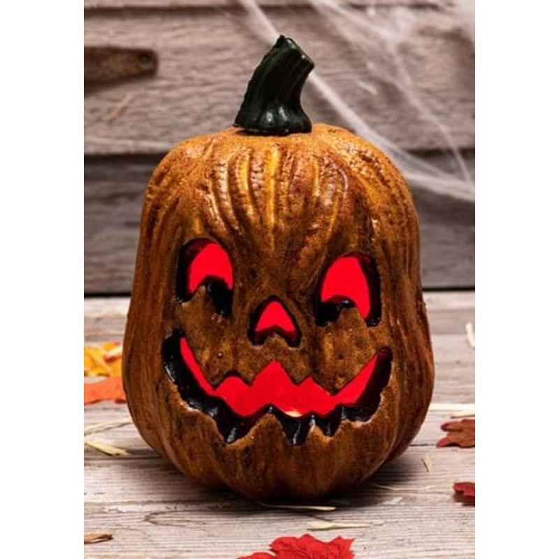 Light Up Scary Pumpkin with Red Lights Decoration