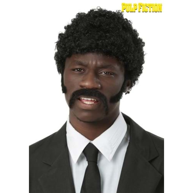 Men's Pulp Fiction Jules Winnfield Wig and Facial Hair Set