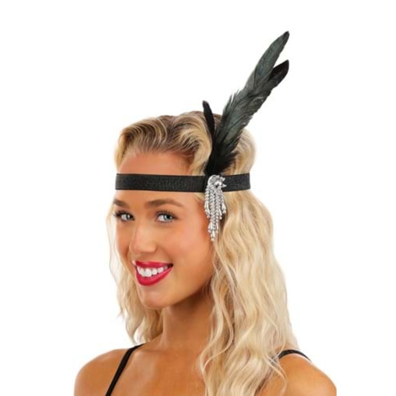 Women's Jeweled Black Costume Flapper Headband