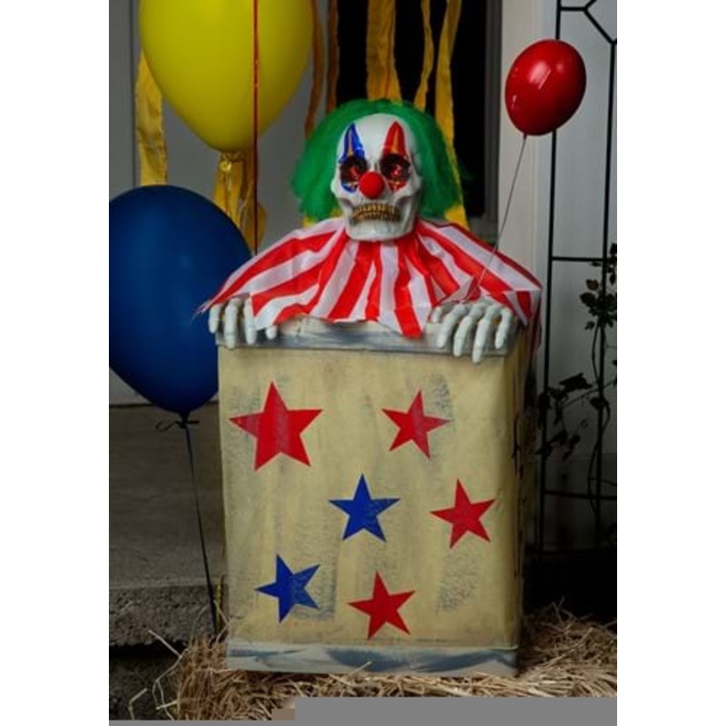 2.5FT Animated Laughing Evil Clown in Box Halloween Decoration