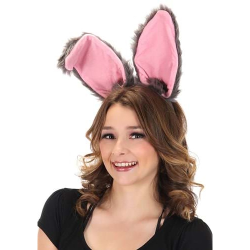 Bendy Gray Bunny Ears Costume Headband Standard