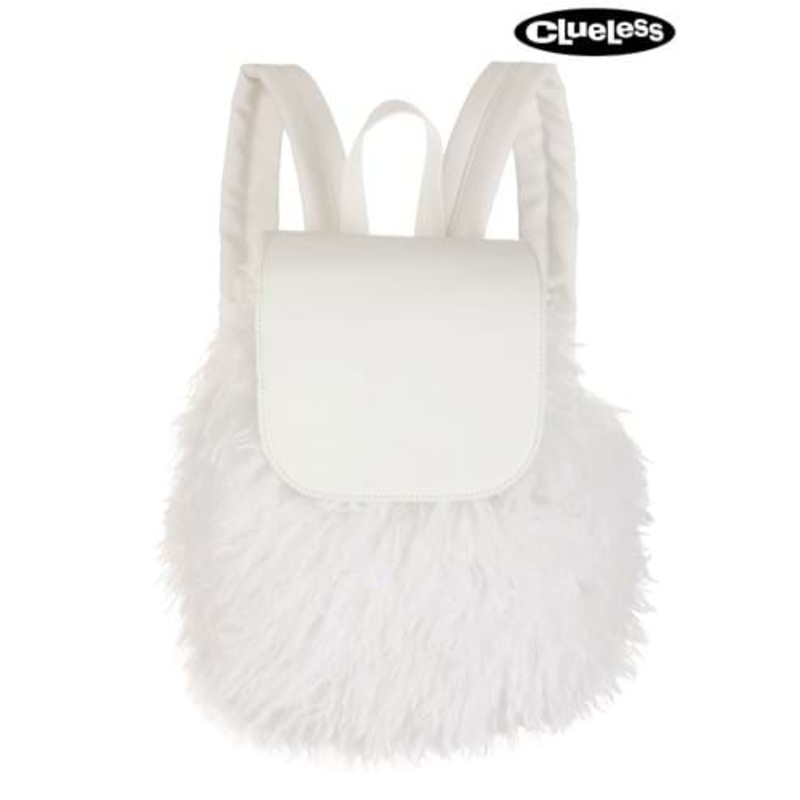 Clueless White Fuzzy Costume Backpack