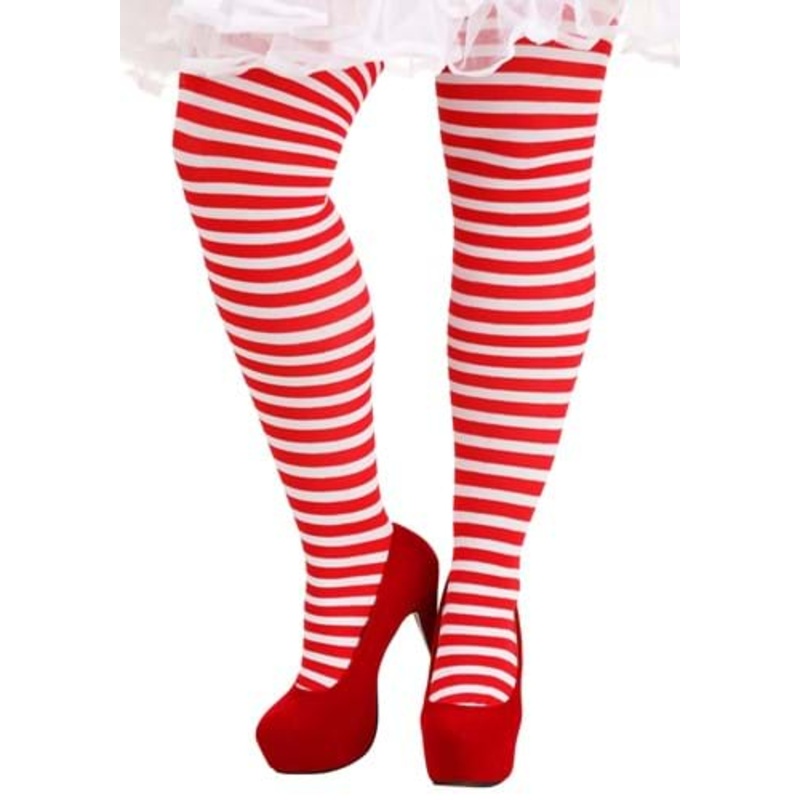 Plus Size Candy Stripe Costume Tights for Women Plus