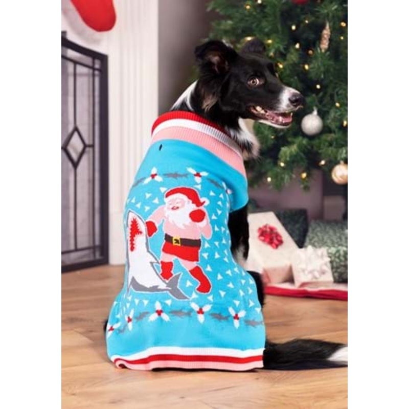 Santa vs Shark Christmas Sweater for Pets XS