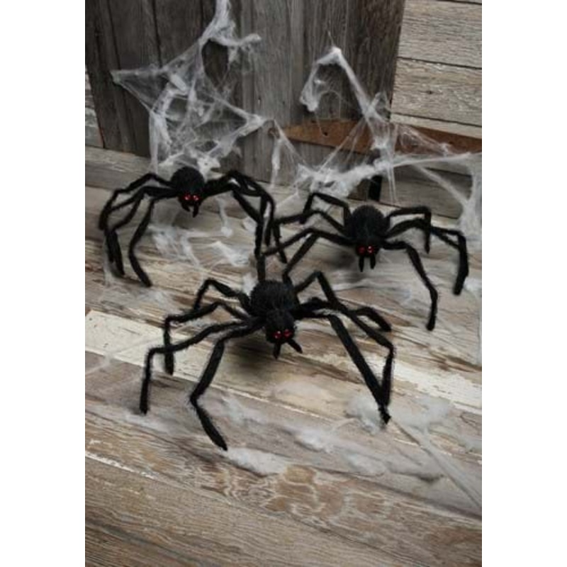 3 Pack Black Spiders Decoration Standard