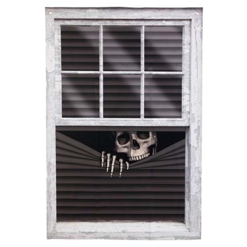 47" Peeking Skeleton Curtain Halloween Decoration Standard