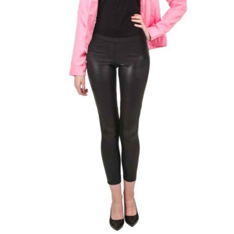 Black Shiny Leggings w/ Faux Front Fly X-Small