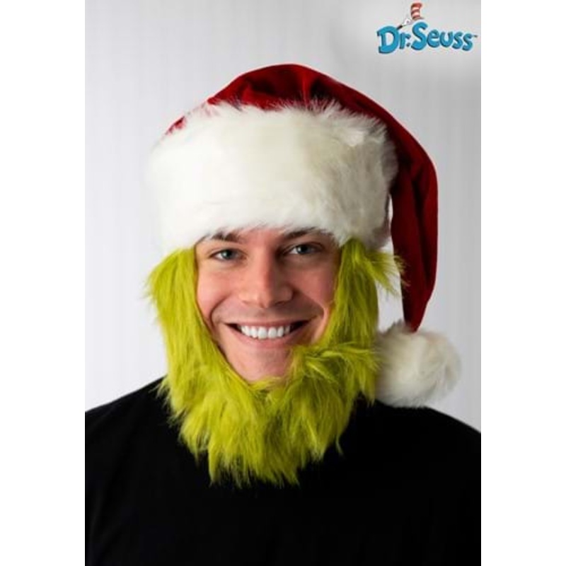 Grinch Costume Hat with Fur Beard Standard