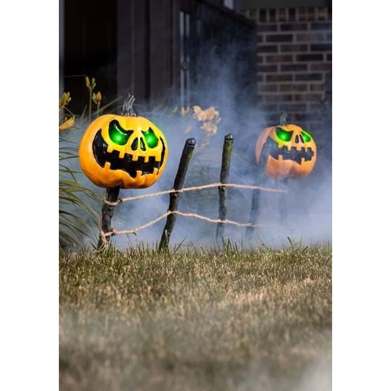 Pumpkin Fence with Green Light Halloween Decoration Standard