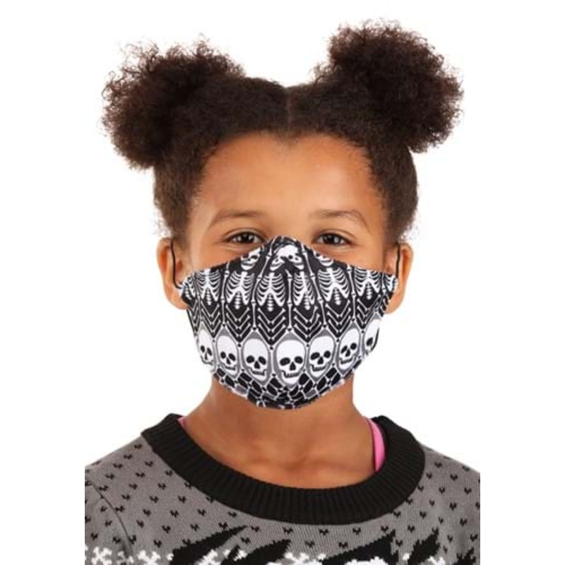 Skeleton Pattern Sublimated Kid's Face Mask Standard