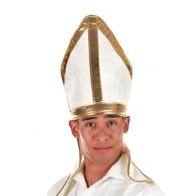 White Pope Plush Costume Hat Standard