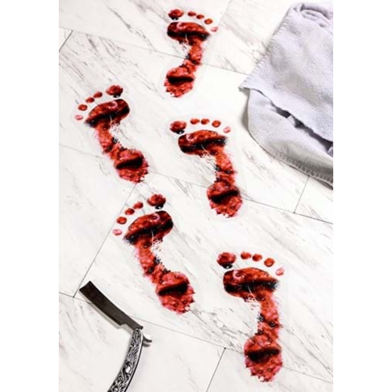 11-Inch White PVC Bloody Footprint Cutout Decoration Standard