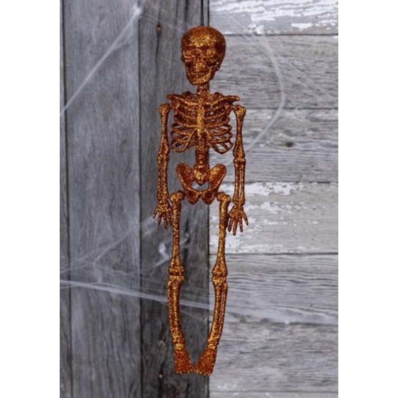 16" Glittering Orange Skeleton Halloween Decoration Standard