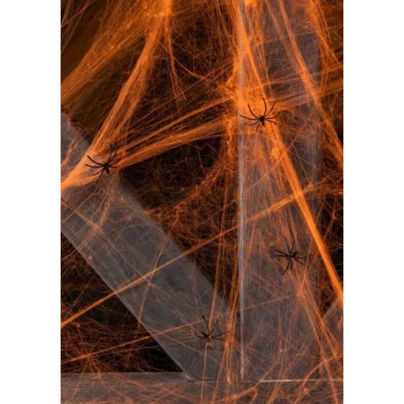 200 Square FT Orange Spider Web Halloween Decoration Standard