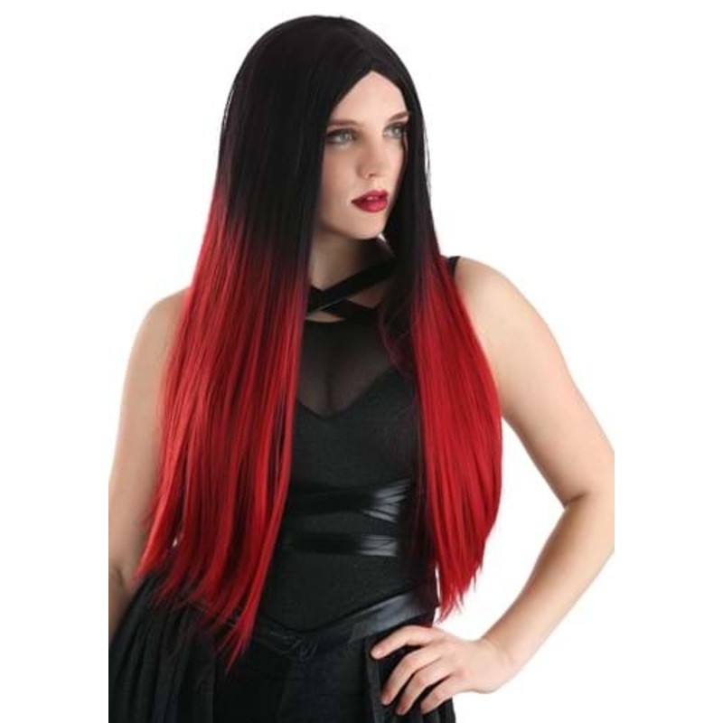 Black and Red Ombre Wig for Adults Standard