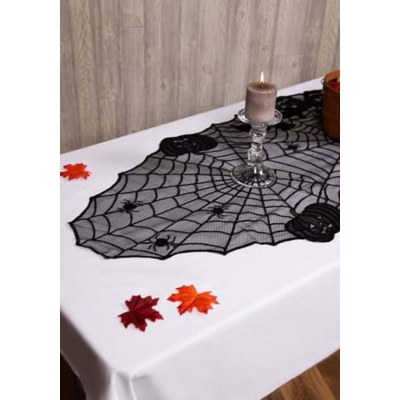 Black Halloween Pumpkins Table Runner Decoration Standard