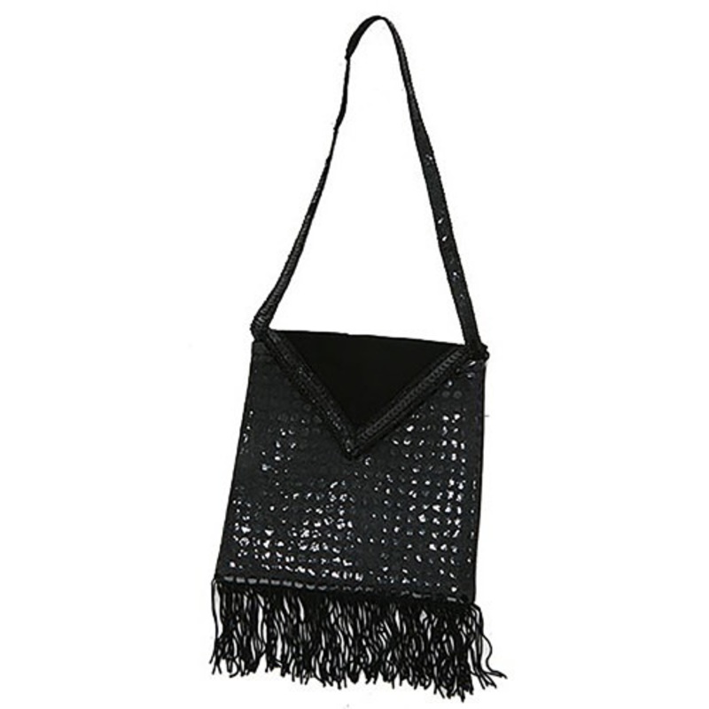 Flapper Black Sequined Purse Standard