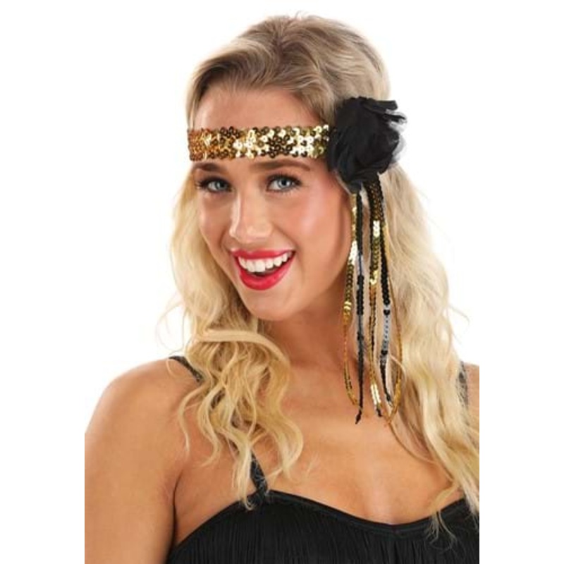 Gold Sequin Flapper Headband Standard