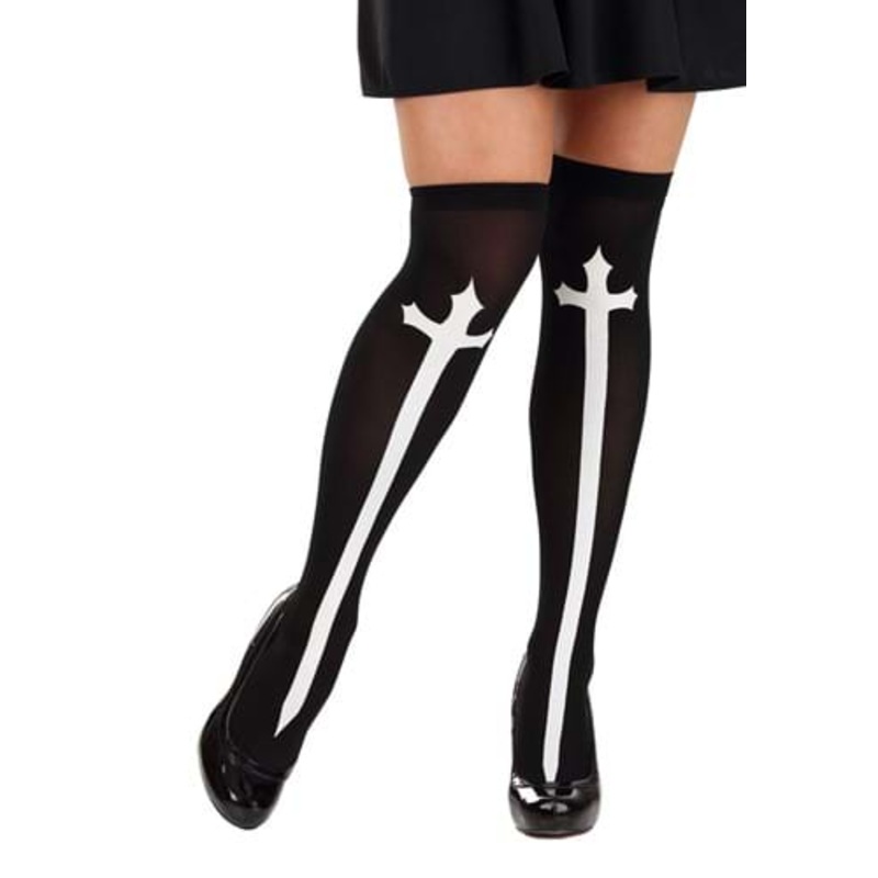 Gothic Cross Thigh High Stockings Costume Accessory Standard
