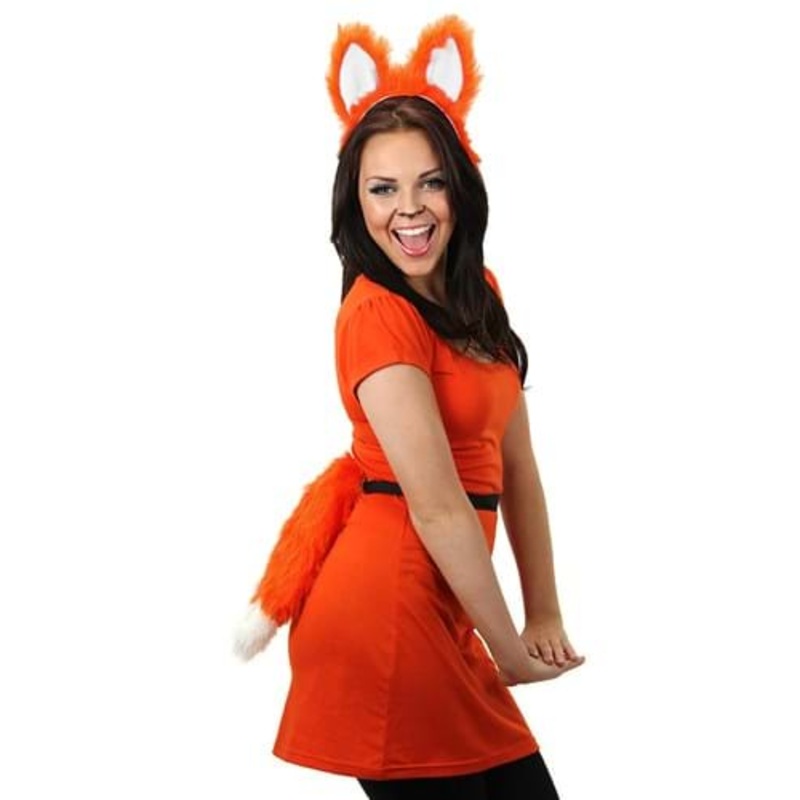 Moving Orange Furry Fox Costume Tail Standard