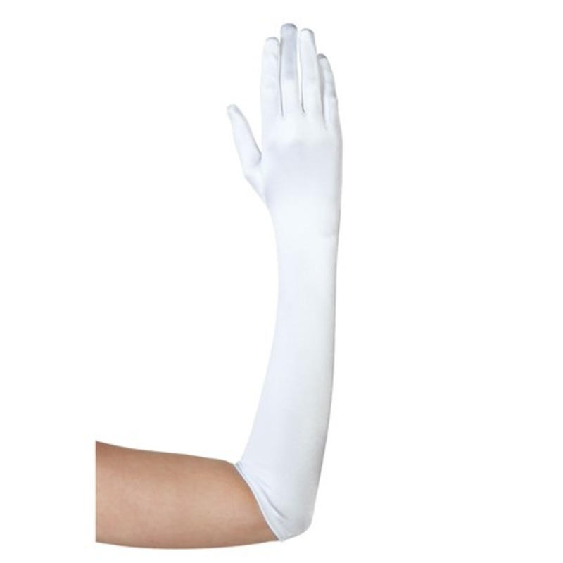 Plus Size White Elbow Length Gloves Plus