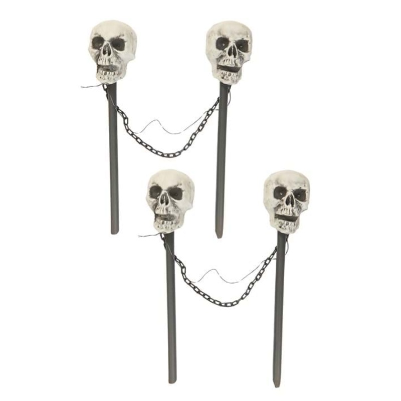 Set of 4 Skull Pathway Lights Decoration Standard