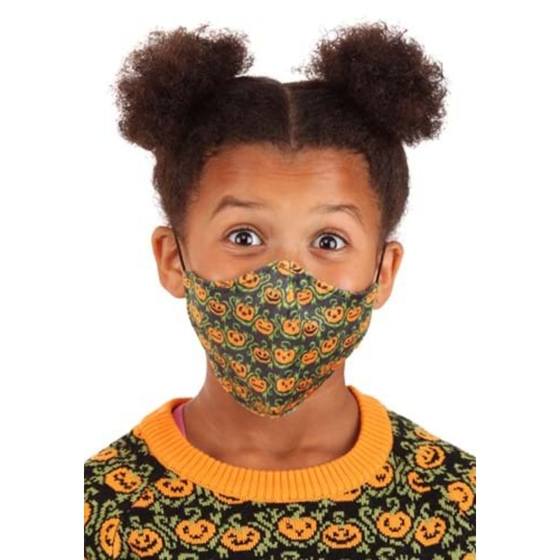Sublimated Pumpkins Face Mask for Kids Standard